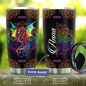 Dragon Mandala Personalized Stainless Steel Tumbler 20Oz - Thegiftio UK
