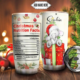 Elephant Christmas Fact Personalized Stainless Steel Tumbler 20Oz - Thegiftio UK