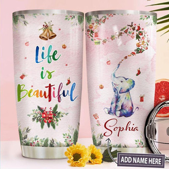 Elephant Christmas Personalized Stainless Steel Tumbler 20Oz - Thegiftio UK