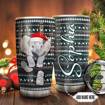 Elephant Christmas Personalized Stainless Steel Tumbler 20Oz - Thegiftio UK