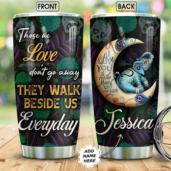 Elephant And Crescent Moon Personalized Stainless Steel Tumbler 20Oz - Thegiftio