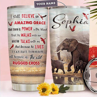 Elephant Faith Personalized Stainless Steel Tumbler 20Oz - Thegiftio UK
