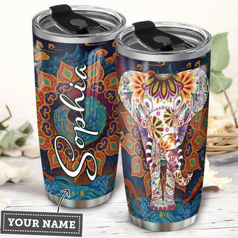 Elephant Mandala Personalized Stainless Steel Tumbler 20Oz - Thegiftio UK