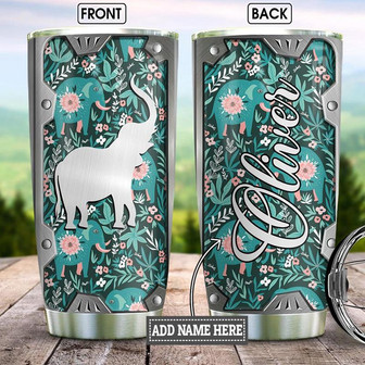 Elephant Metal Art Personalized Stainless Steel Tumbler 20Oz - Thegiftio