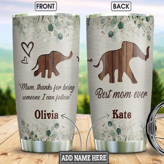 Elephant Mom Personalized Stainless Steel Tumbler 20Oz - Thegiftio UK