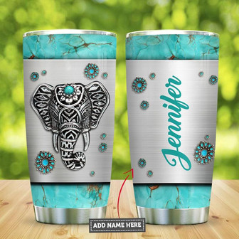 Elephant Turquoise Jewelry Style Personalized Stainless Steel Tumbler 20Oz - Thegiftio UK