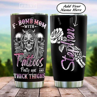F Bomb Mom Skull Tattoo Personalized Stainless Steel Tumbler 20Oz - Thegiftio UK
