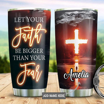 Faith Cross Personalized Stainless Steel Tumbler 20Oz - Thegiftio UK