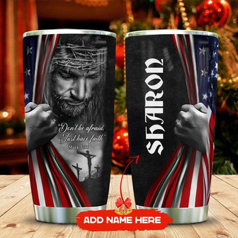 Faith In The Flag Personalized Stainless Steel Tumbler 20Oz - Thegiftio UK