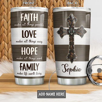 Faith Hope Love Personalized Stainless Steel Tumbler 20Oz - Thegiftio UK
