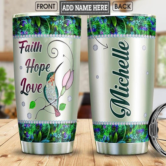 Faith Hummingbird Personalized Stainless Steel Tumbler 20Oz - Thegiftio UK