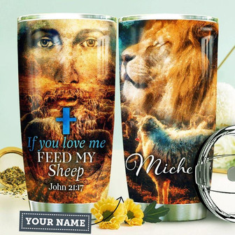Faith Sheep Personalized Stainless Steel Tumbler 20Oz - Thegiftio UK