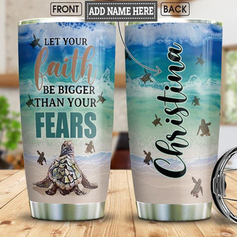 Faith Turtle Personalized Stainless Steel Tumbler 20Oz - Thegiftio UK