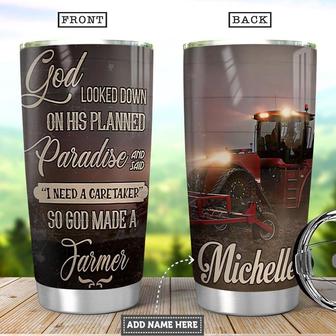 Farmer Tractor Personalized Stainless Steel Tumbler 20Oz - Thegiftio UK