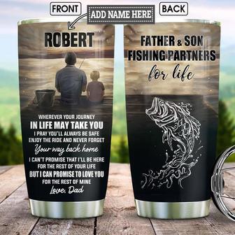 Father And Son Fishing Personalized Stainless Steel Tumbler 20Oz - Thegiftio UK