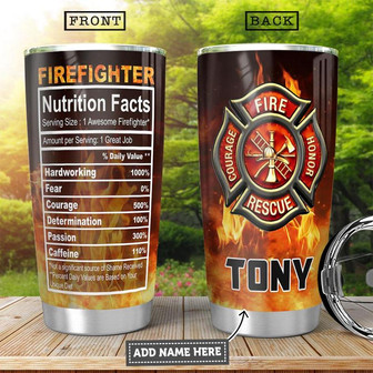 Firefighter Facts Personalized Stainless Steel Tumbler 20Oz - Thegiftio UK
