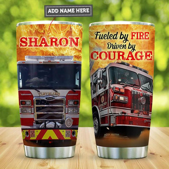 Firefighter Firetruck Personalized Stainless Steel Tumbler 20Oz - Thegiftio UK