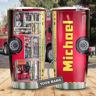 Firefighter Firetruck Surface Personalized Stainless Steel Tumbler 20Oz - Thegiftio UK