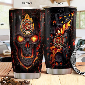 Firefighter Skull Stainless Steel Tumbler 20Oz - Thegiftio UK