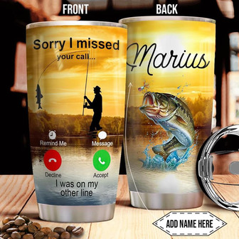 Fishing Calling Personalized Stainless Steel Tumbler 20Oz - Thegiftio UK