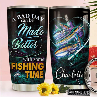 Fishing Personalized Stainless Steel Tumbler 20Oz - Thegiftio UK