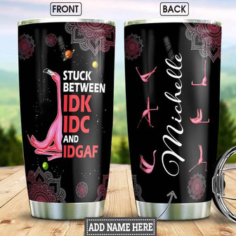 Flamingo Meditation Personalized Stainless Steel Tumbler 20Oz - Thegiftio