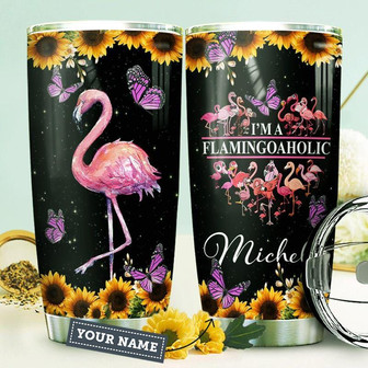 Flamingo Personalized Stainless Steel Tumbler 20Oz - Thegiftio