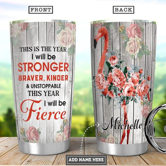 Flamingo Stronger Personalized Stainless Steel Tumbler 20Oz - Thegiftio