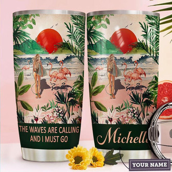 Flamingo Wave Calling Personalized Stainless Steel Tumbler 20Oz - Thegiftio