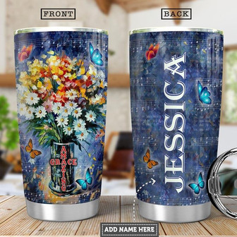 Flower Faith Personalized Stainless Steel Tumbler 20Oz - Thegiftio UK