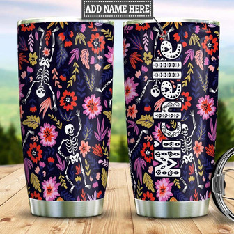 Flower Skull Personalized Stainless Steel Tumbler 20Oz - Thegiftio UK