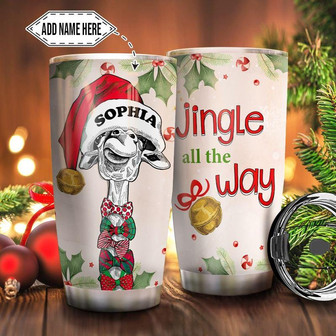 Giraffe Christmas Personalized Stainless Steel Tumbler 20Oz - Thegiftio