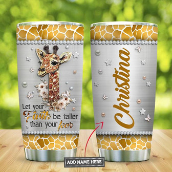 Giraffe Faith Metal Jewelry Style Personalized Stainless Steel Tumbler 20Oz - Thegiftio