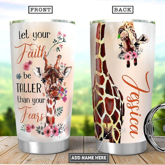 Giraffe Faith Personalized Stainless Steel Tumbler 20Oz - Thegiftio