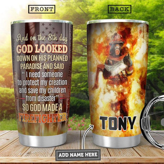 God Firefighter Personalized Stainless Steel Tumbler 20Oz - Thegiftio UK