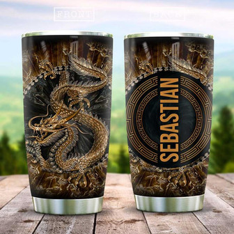 Gold Style Dragon Personalized Stainless Steel Tumbler 20Oz - Thegiftio UK