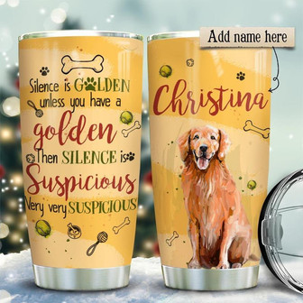 Golden Retriever Silence Personalized Stainless Steel Tumbler 20Oz - Thegiftio UK