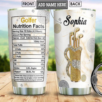 Golf Facts Jewelry Style Personalized Stainless Steel Tumbler 20Oz - Thegiftio UK