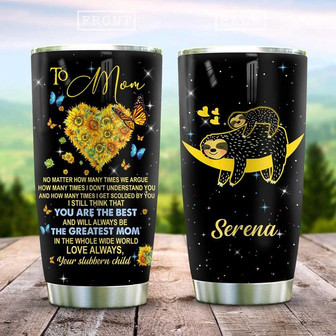 My Great Mom Sloth Personalized Stainless Steel Tumbler 20Oz - Thegiftio UK
