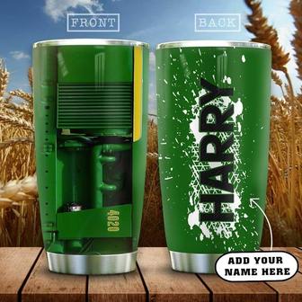 Green Tractor Farmer Personalized Stainless Steel Tumbler 20Oz - Thegiftio UK