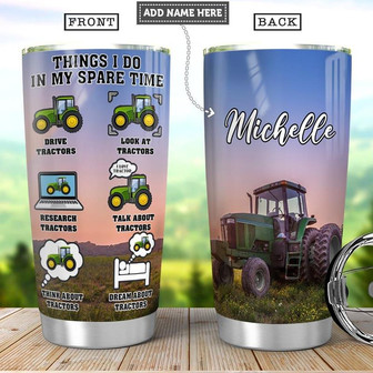 Green Tractor Personalized Stainless Steel Tumbler 20Oz - Thegiftio UK
