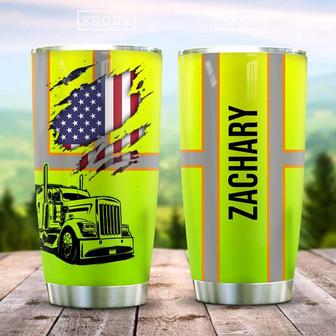 Green Truck Driver Personalized Stainless Steel Tumbler 20Oz - Thegiftio UK