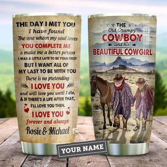 Grumpy Cowboy And His Beautiful Cowgirl 2 Personalized Stainless Steel Tumbler 20Oz - Thegiftio UK