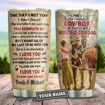 Grumpy Cowboy And His Beautiful Cowgirl Personalized Stainless Steel Tumbler 20Oz - Thegiftio UK
