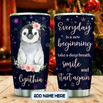 Happy Penguin Personalized Stainless Steel Tumbler 20Oz - Thegiftio UK