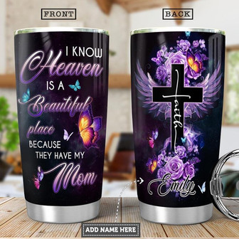 Heaven Has My Mom Personalized Stainless Steel Tumbler 20Oz - Thegiftio UK