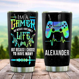 Hologram Color Gamer Personalized Stainless Steel Tumbler 20Oz - Thegiftio