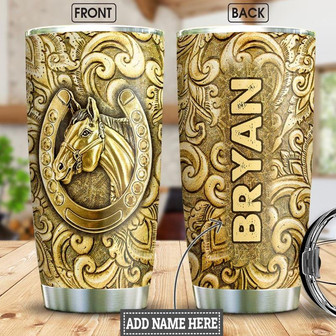 Horse Golden Style Personalized Stainless Steel Tumbler 20Oz - Thegiftio UK