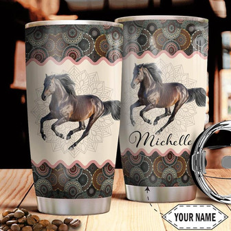 Horse Mandala Personalized Stainless Steel Tumbler 20Oz - Thegiftio UK