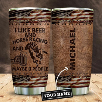 Horse Racing And Beer Personalized Stainless Steel Tumbler 20Oz - Thegiftio UK